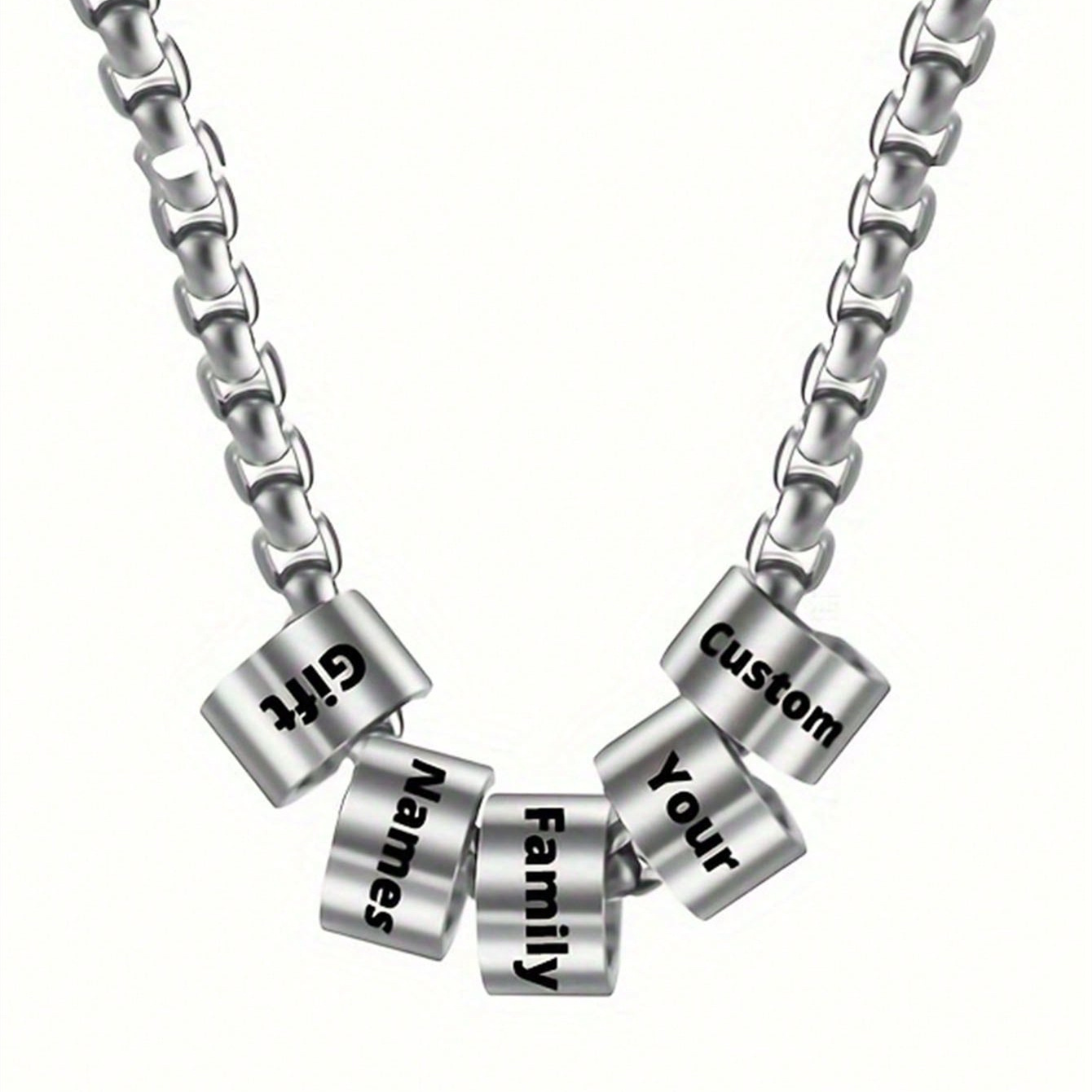 Customized Engraved Multi-name Beading Necklace