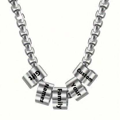 Customized Engraved Multi-name Beading Necklace