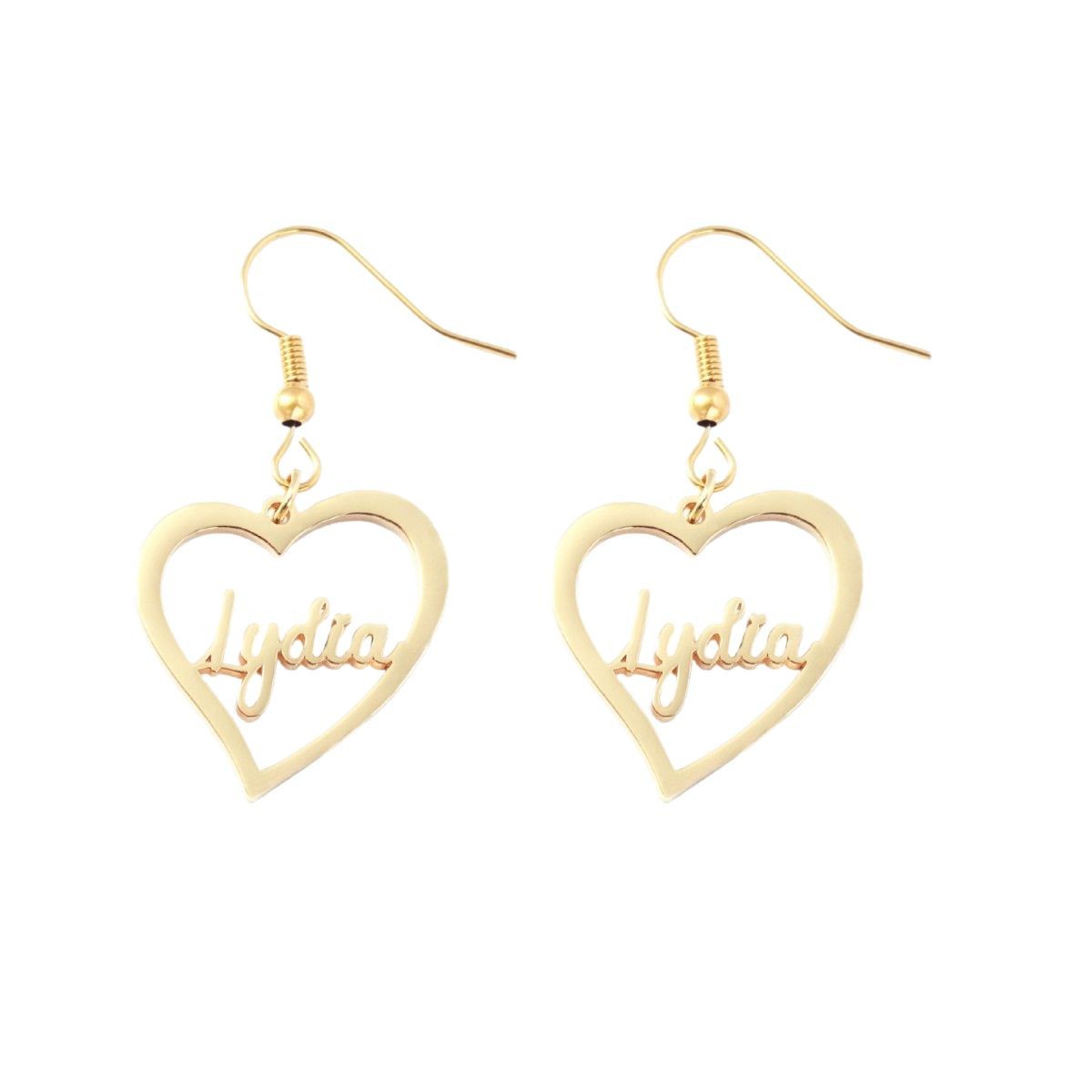 Designer Customized Name Heart Pendant Earrings