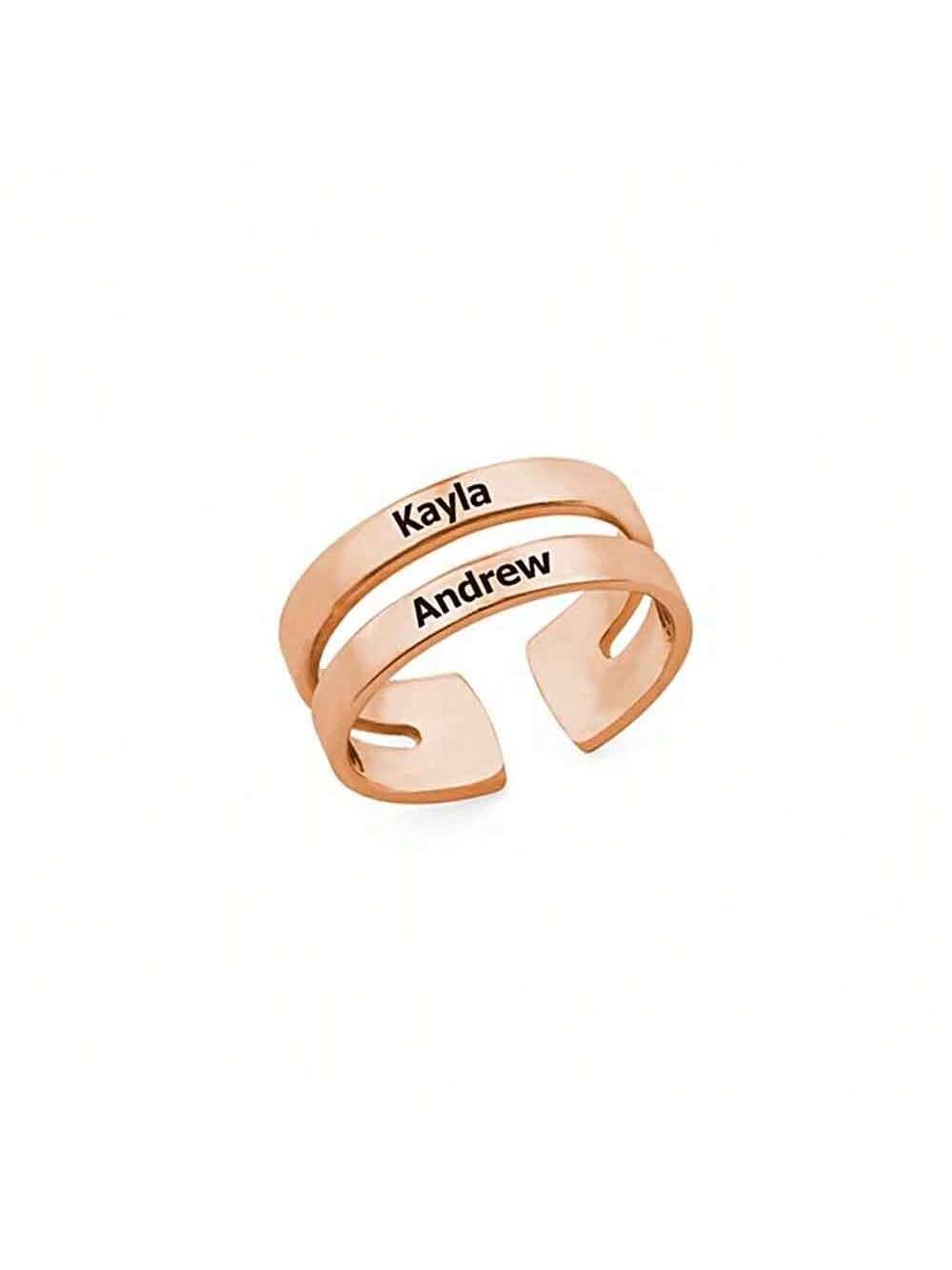 Customized three-ring name rings.