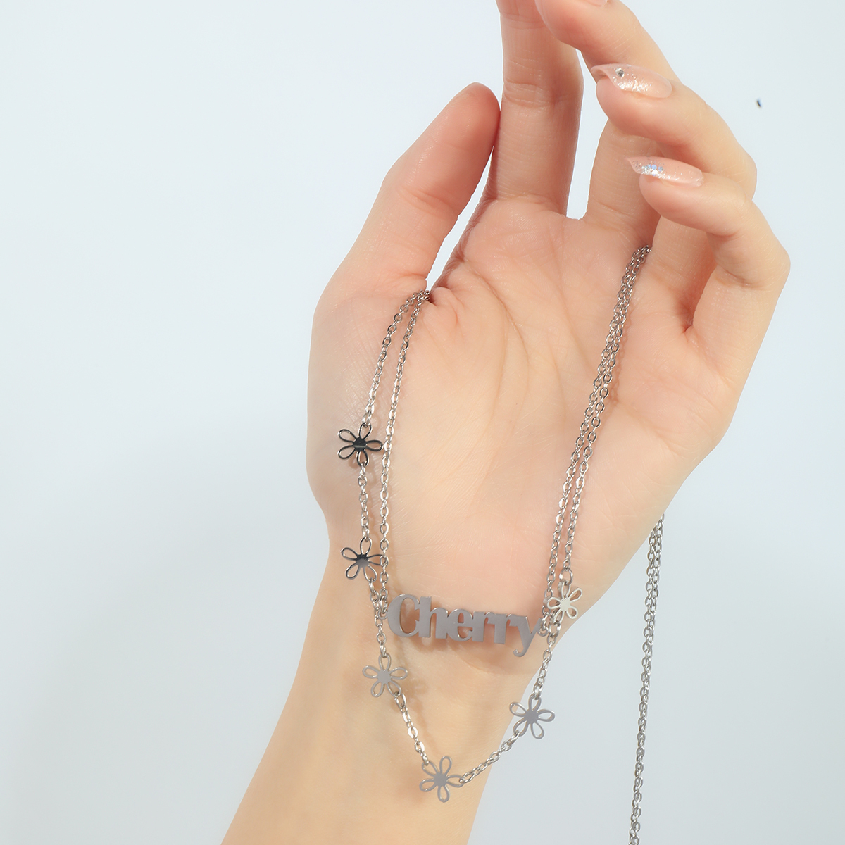 Custom Name Double-layer Flower Waist Chain 