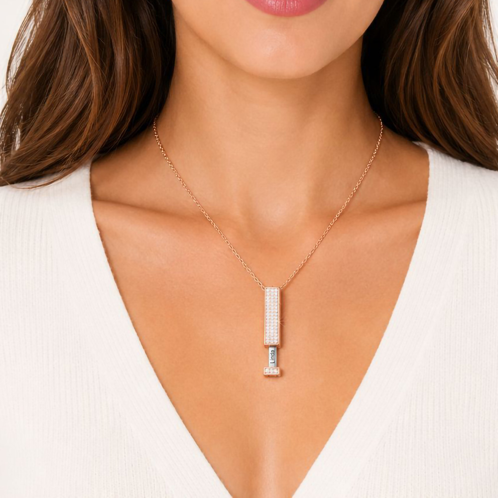 Diamonds Fully Paved Hidden Name Engraved Necklace