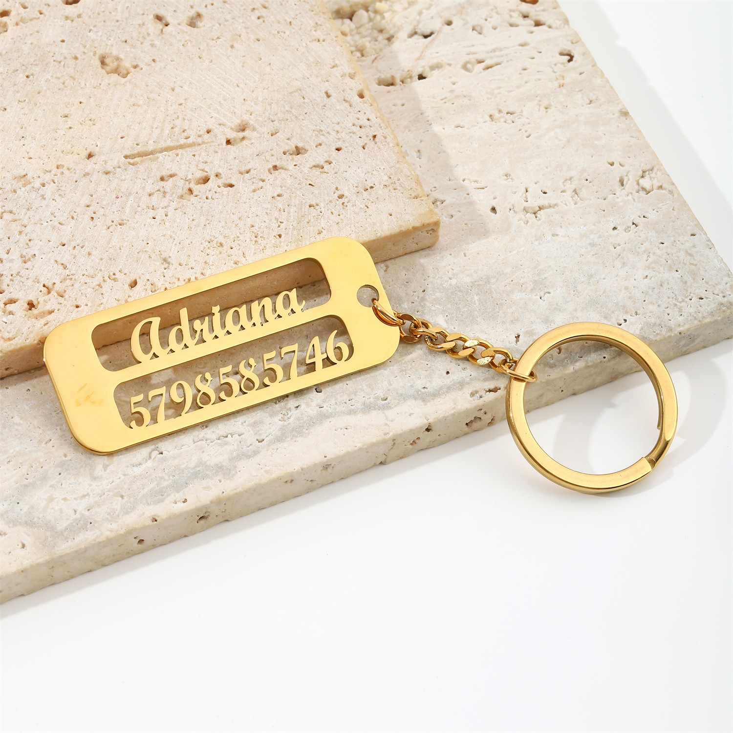 Customized Name & Phone Number Keychain