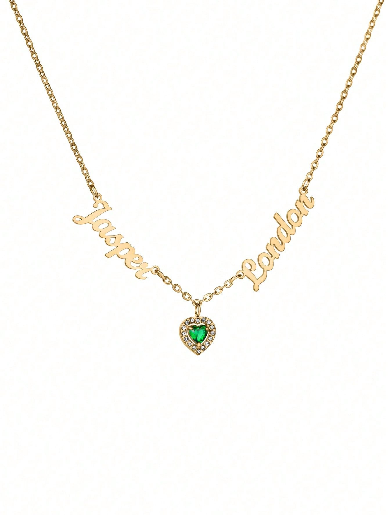 Custom Two Name Birthstone Pendant Necklace