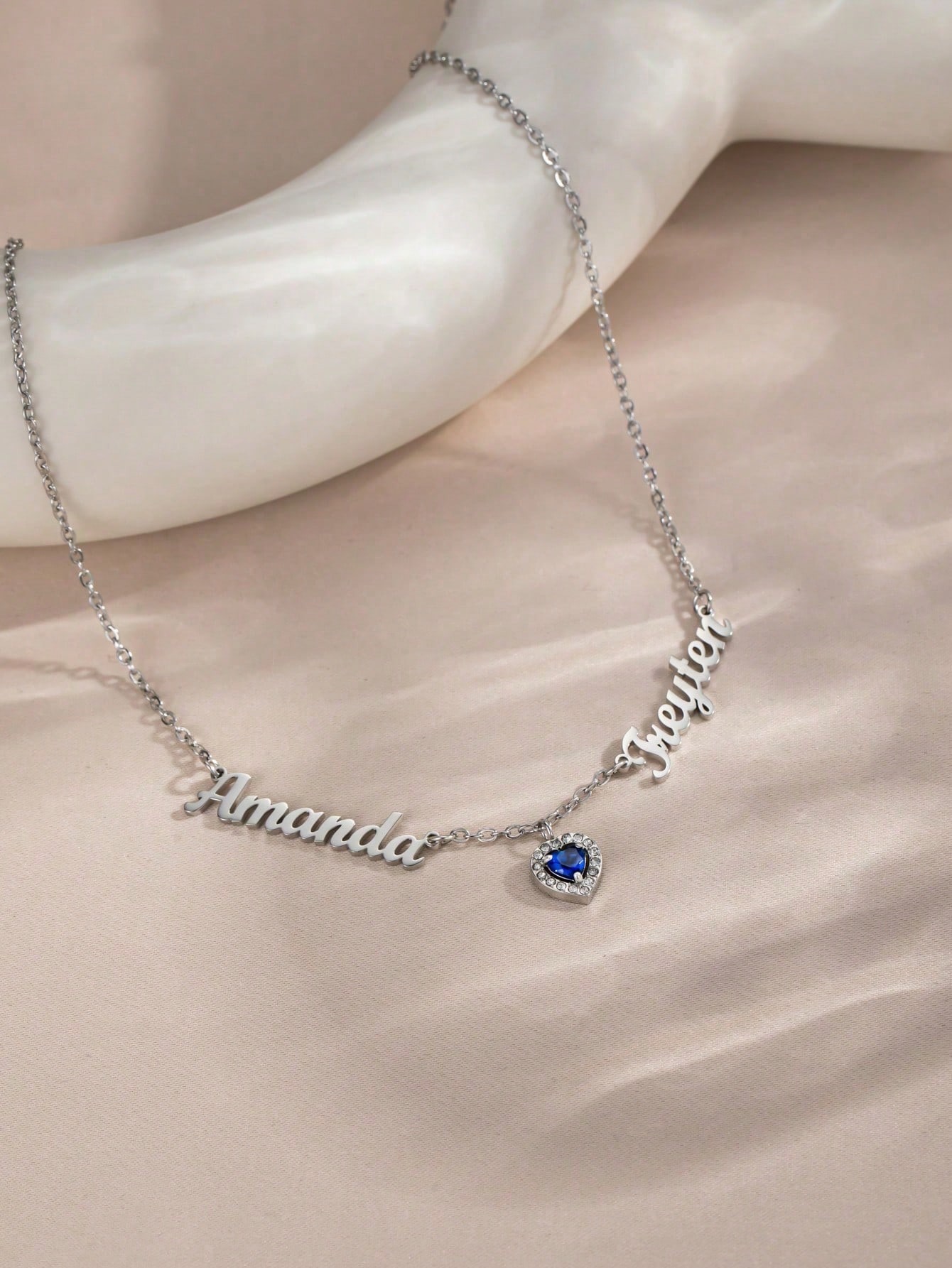 Custom Two Name Birthstone Pendant Necklace