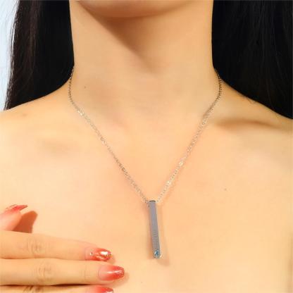 Custom Name and Birthstone Necklace with Rectangular Prism Pendant