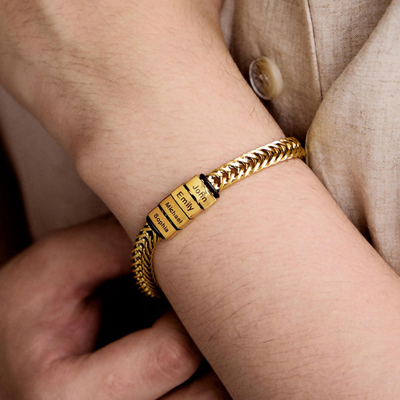 Men‘s Personalized Multi Name Engraved Bracelet