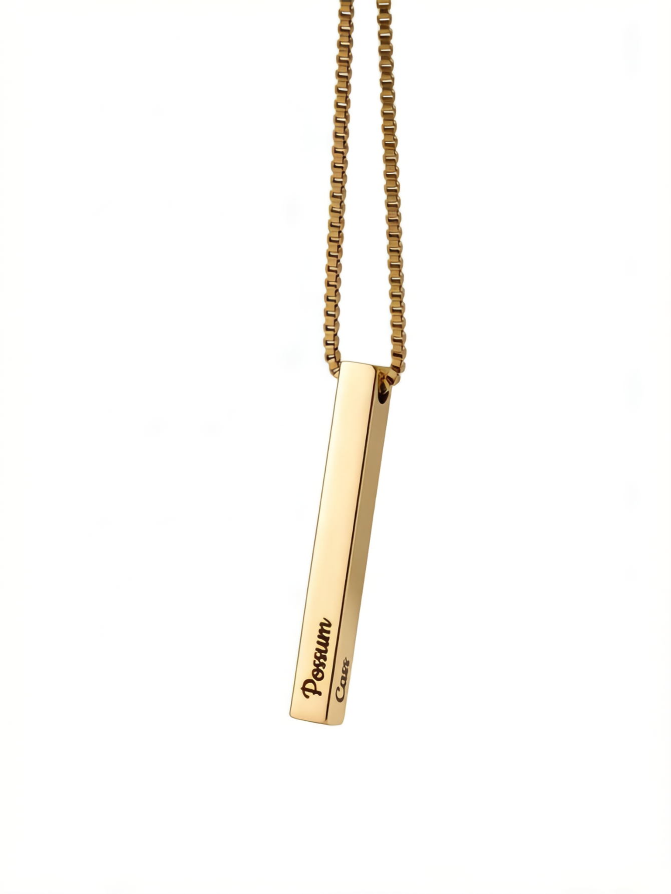 Custom Necklace with Thick Chains and Four-sided Carvings on Cuboid