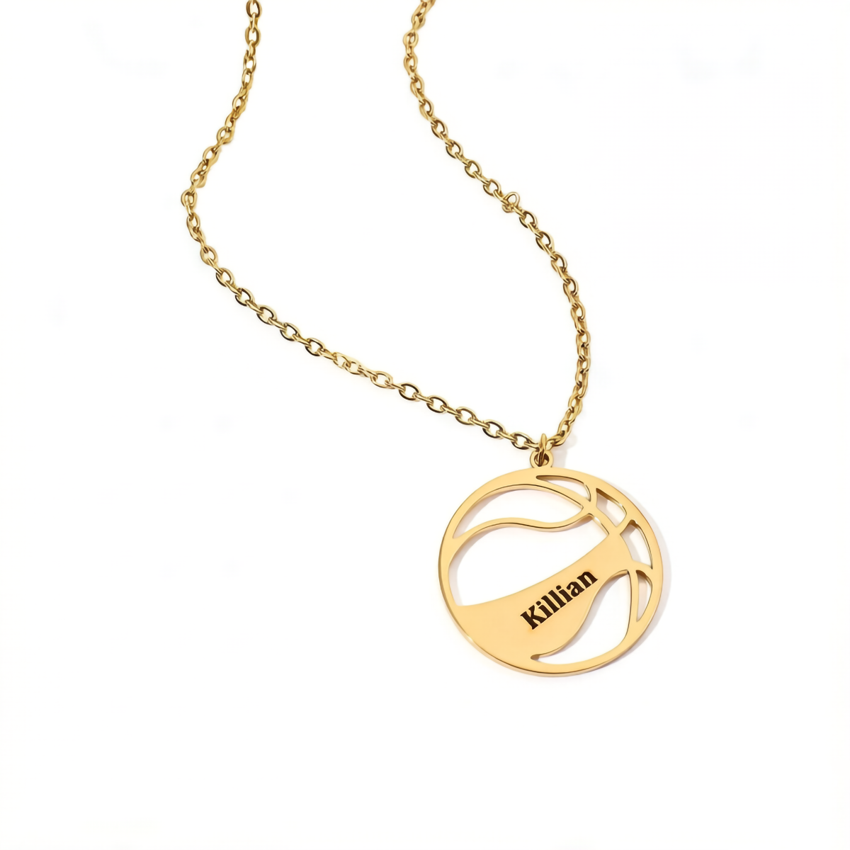 Custom Name Necklace with Basketball Pattern for Boyfriend and Father 