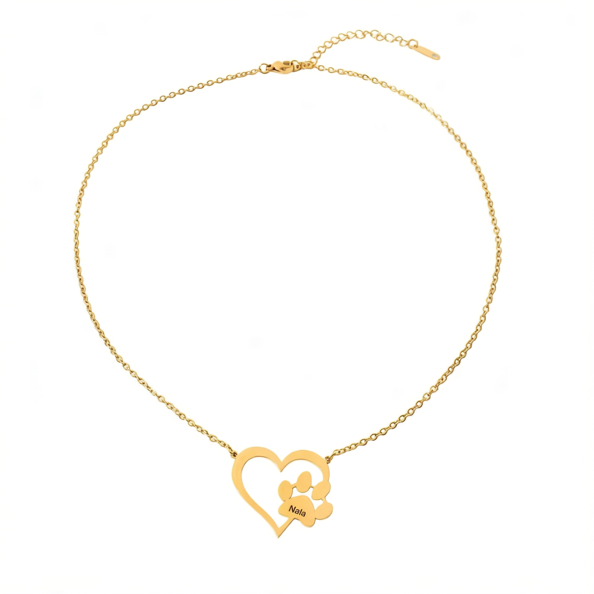 Custom Name Heart Cat Paw Dog Paw Necklaces