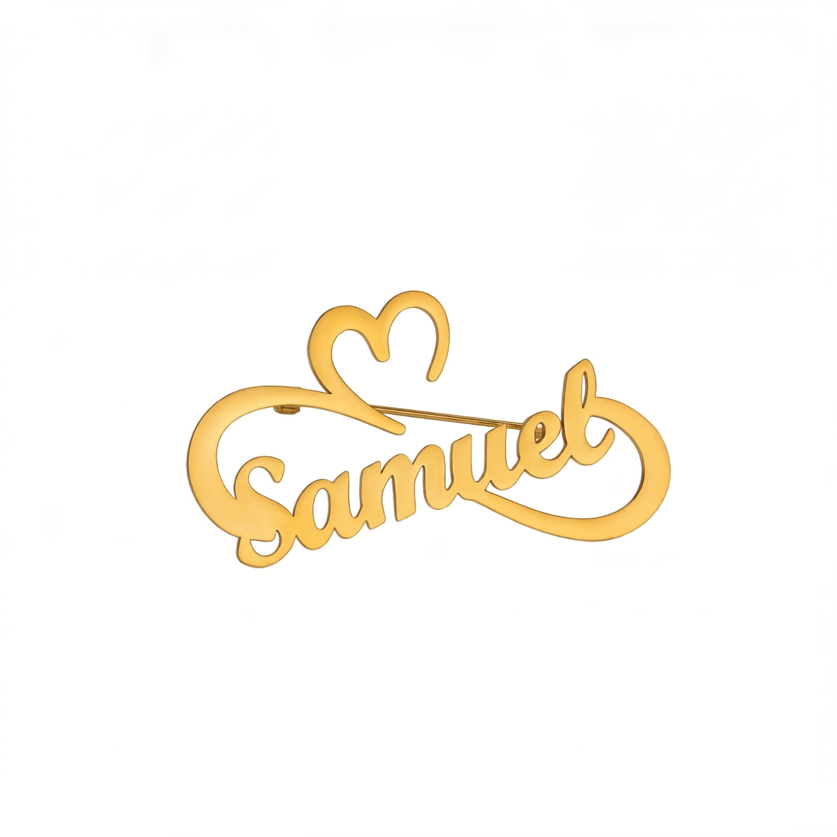 Custom Name Heart Ribbon Brooch