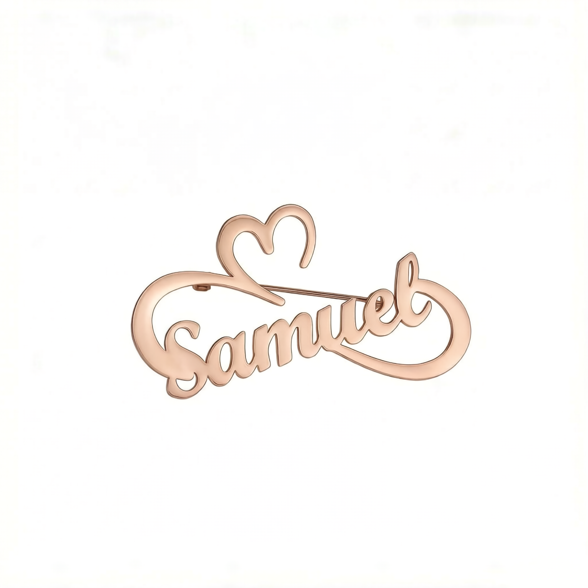 Custom Name Heart Ribbon Brooch