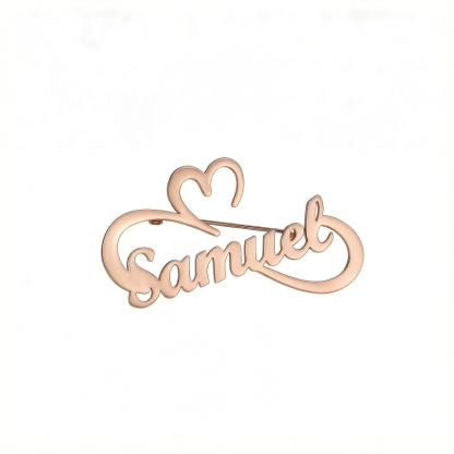 Custom Name Heart Ribbon Brooch