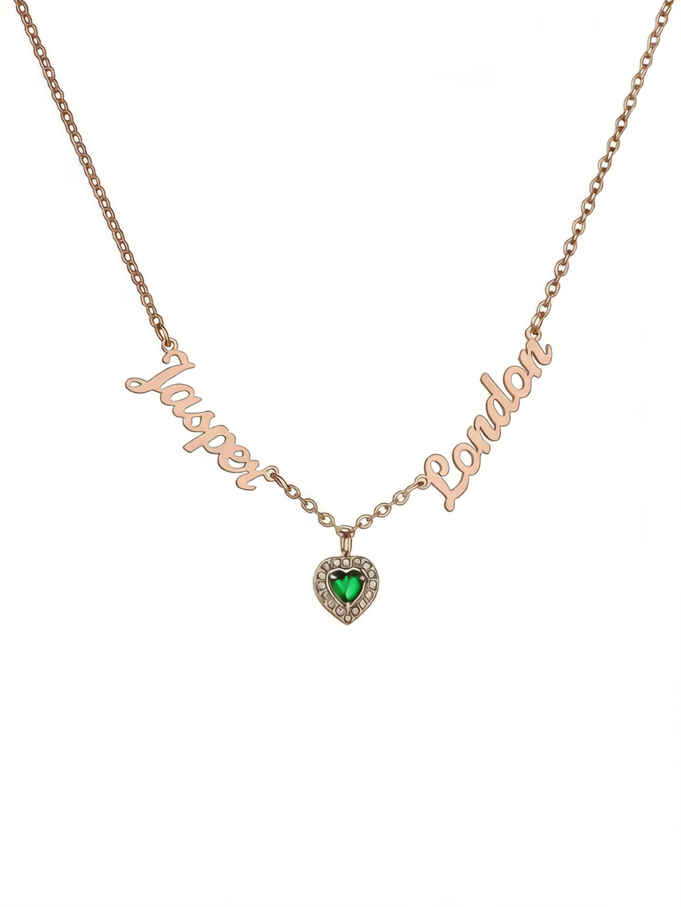 Custom Two Name Birthstone Pendant Necklace