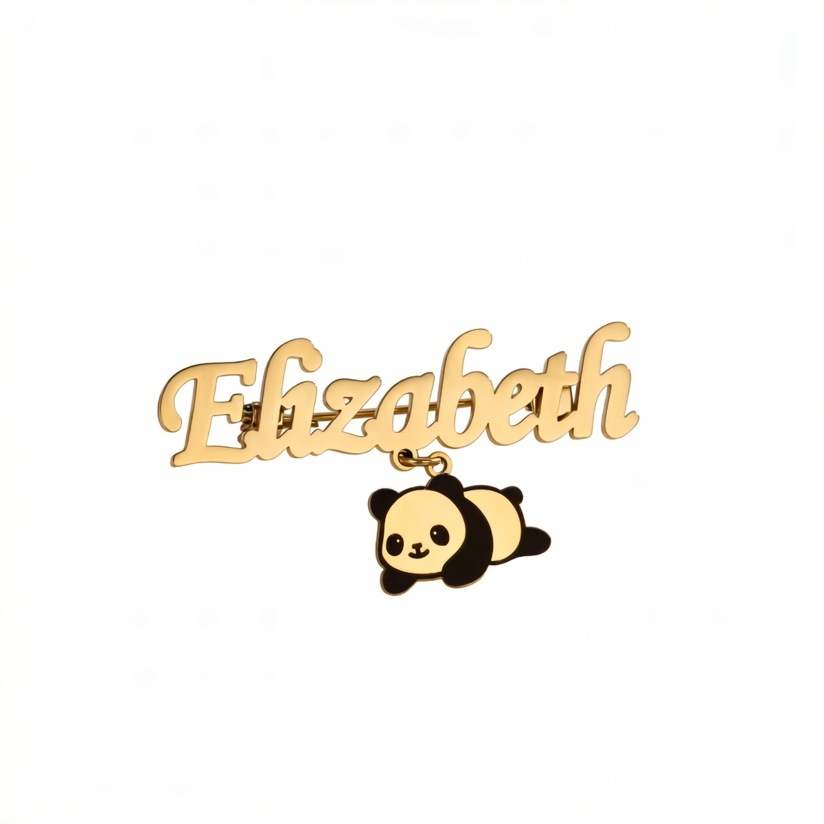 Custom Name Brooch with Panda Pendant