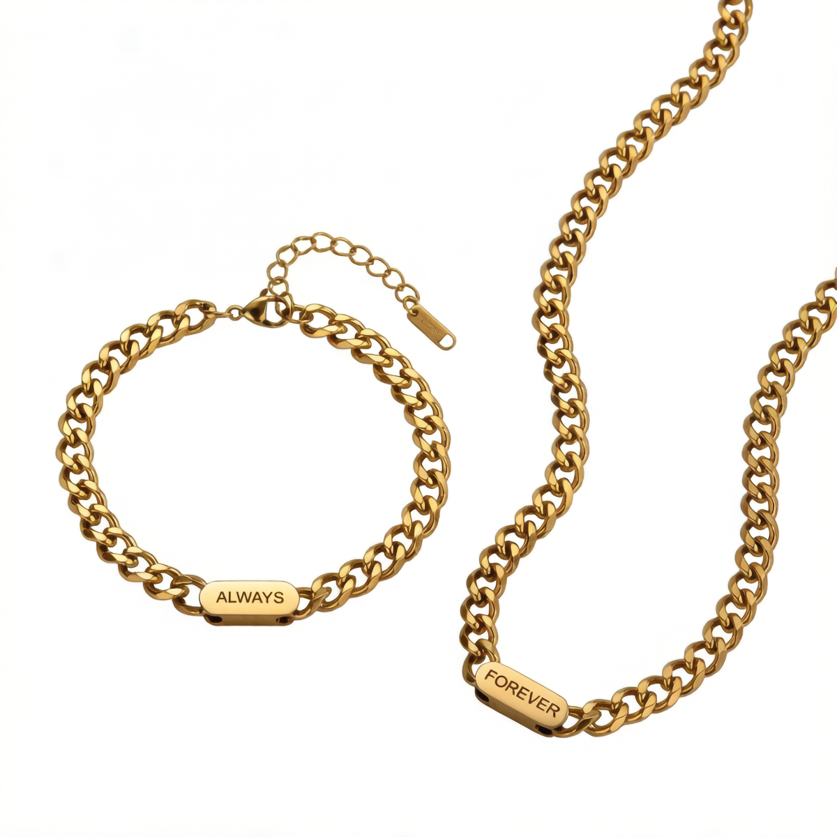 Men's Customized Name Thick Cuban Chain Necklace & Bracelet Sets