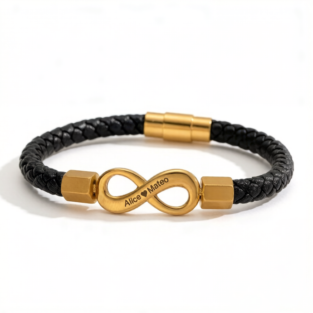 Personalized Engraved Infinity Symbol Leather Rope Bracelet