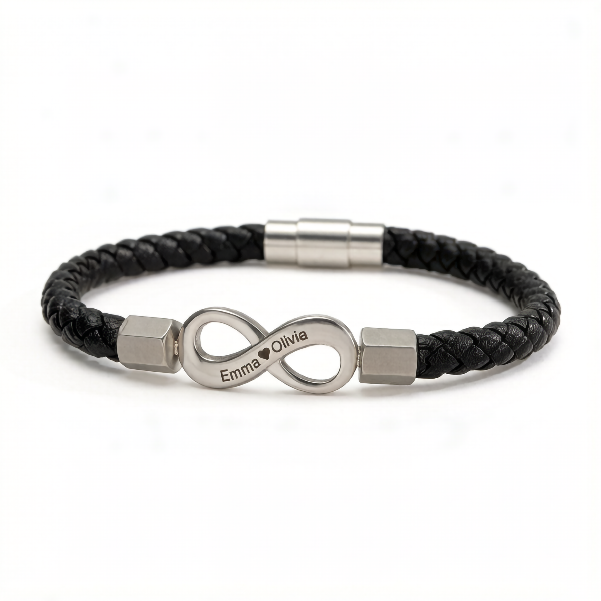 Personalized Engraved Infinity Symbol Leather Rope Bracelet