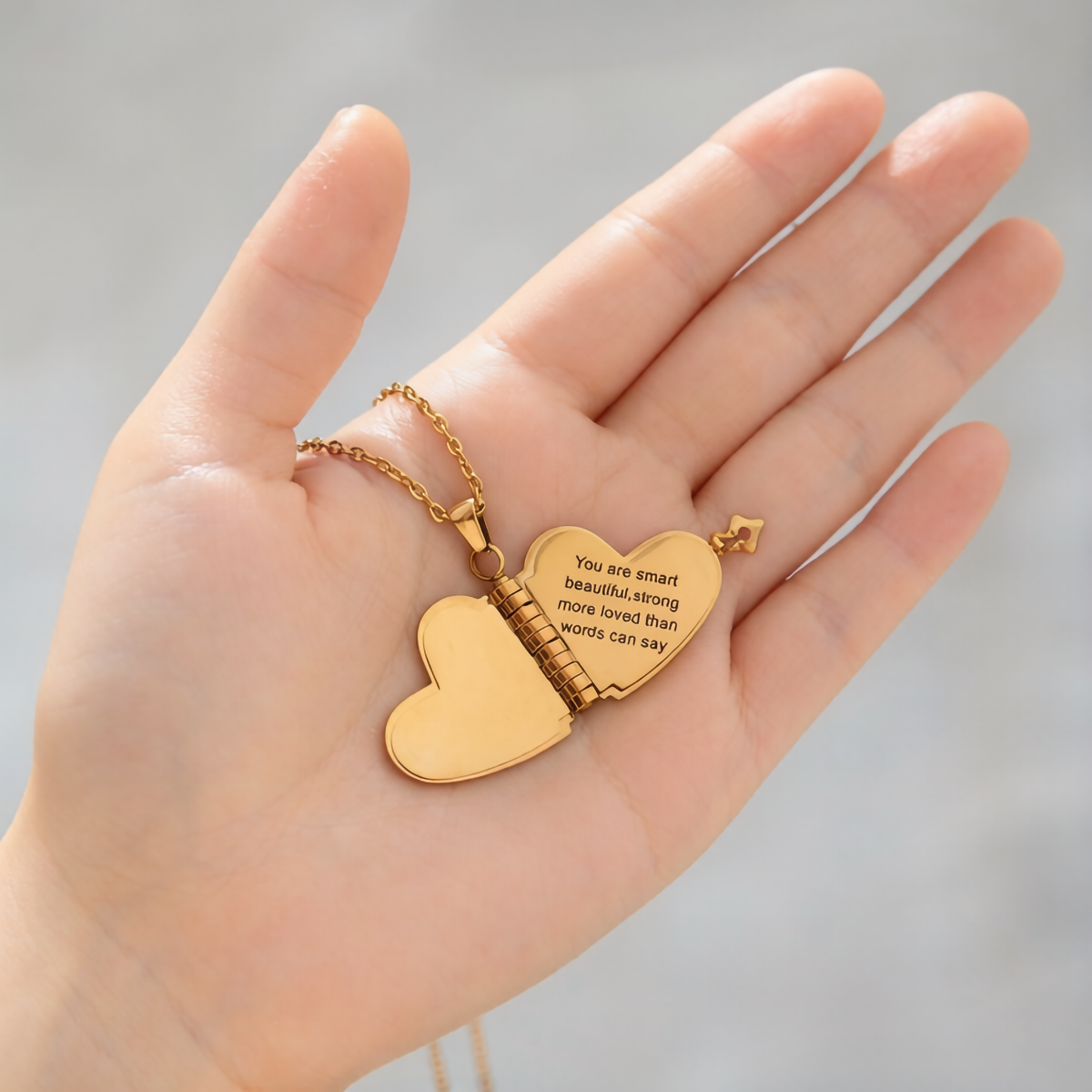 Customizable Heart Book Locket Necklace