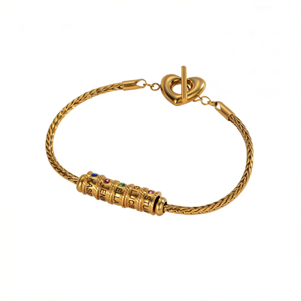 Custom Name Beading Bracelet with Birthstone