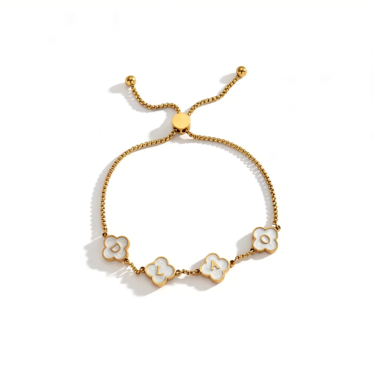 Custom Four-leaf Clover Oil Drip Letters Bracelet