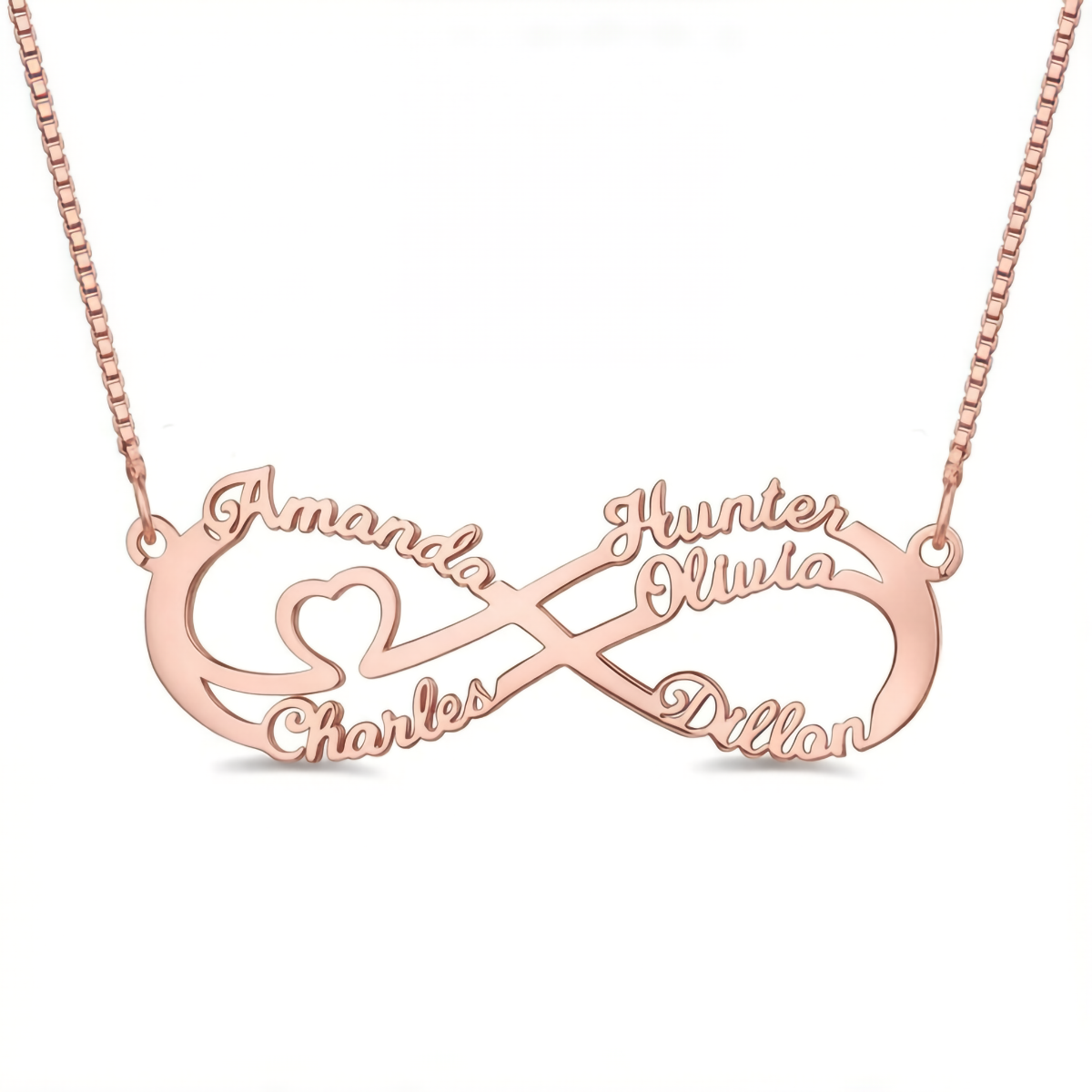 Custom 5 Names Infinity Symbol Necklace
