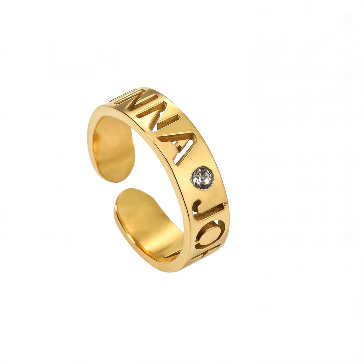 Customized Name Hollow-out Ring With Birthstone