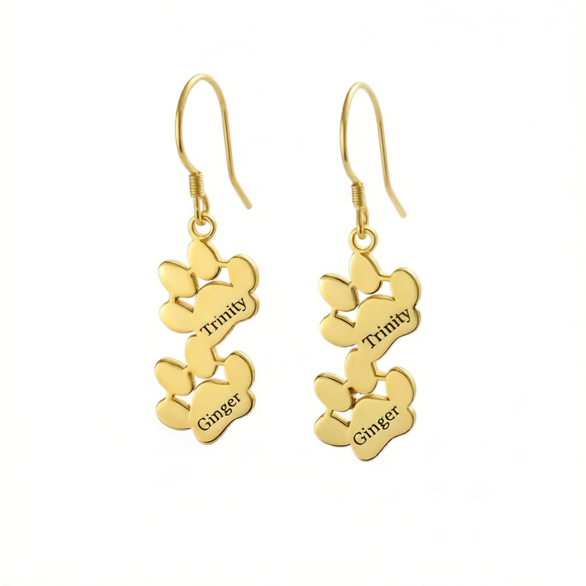Customized Name Cat's Paw Drop Earring