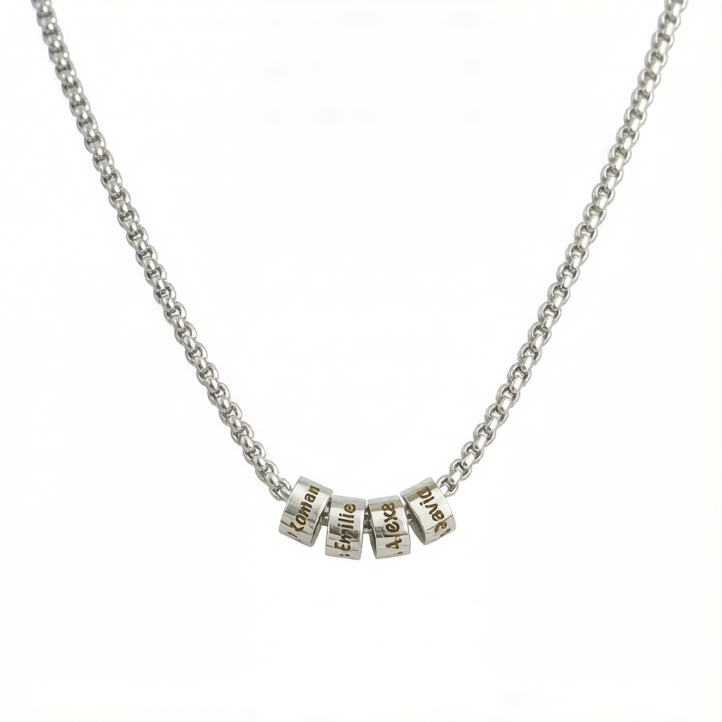 Customized Engraved Multi-name Beading Necklace