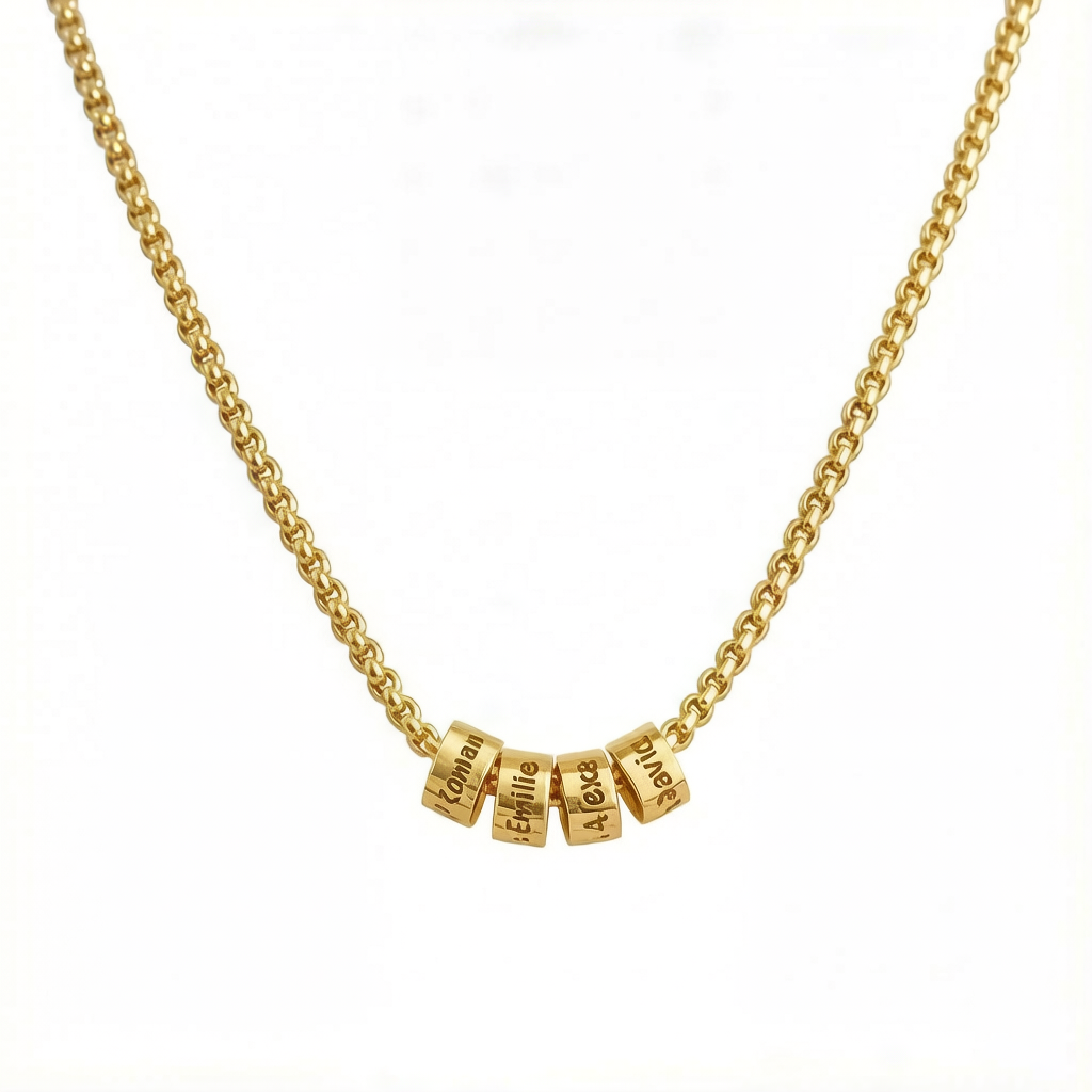 Customized Engraved Multi-name Beading Necklace