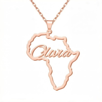 Personalized Name Map of Africa Necklace