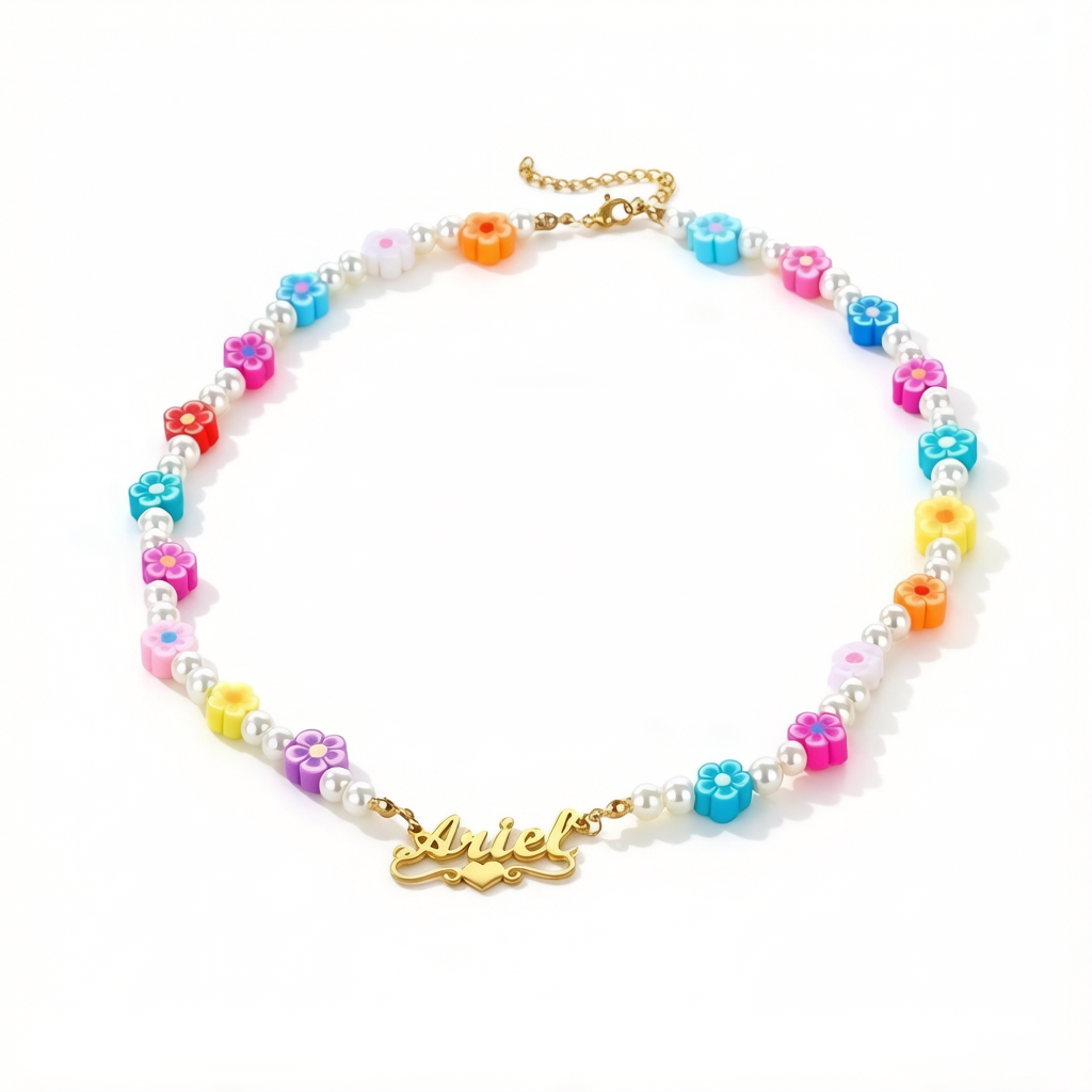 Custom Name Colorful Clay Bead Chain Necklace