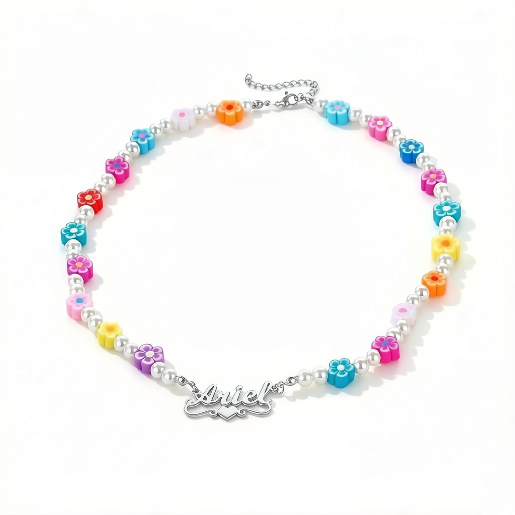 Custom Name Colorful Clay Bead Chain Necklace