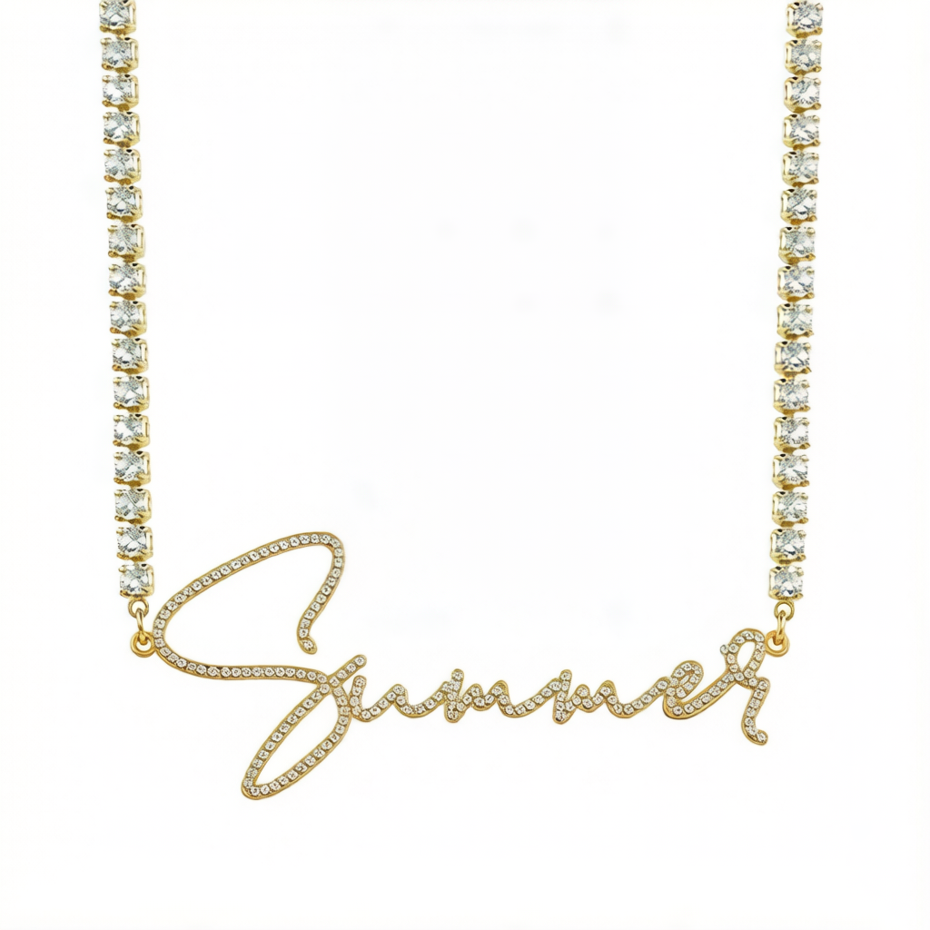 Customized Name Zircon Fully Paved Necklace