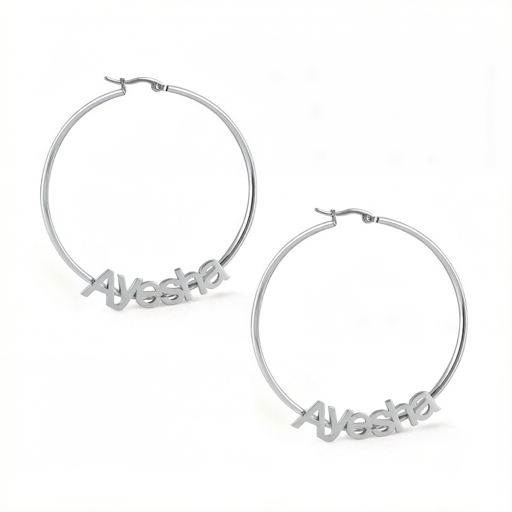 Custom Name Stainless Steel Hoop Earrings
