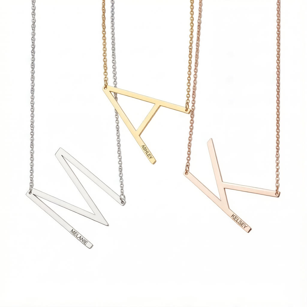 Single Letter Pendant Name Engraved Necklace