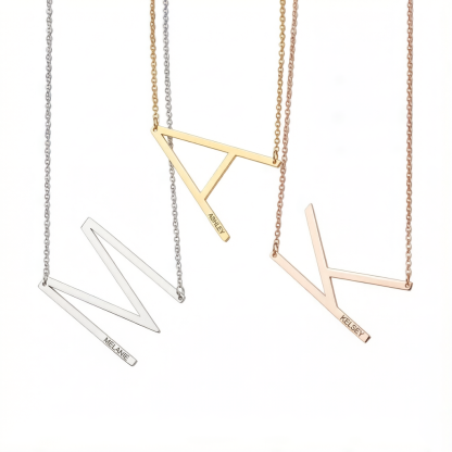 Single Letter Pendant Name Engraved Necklace