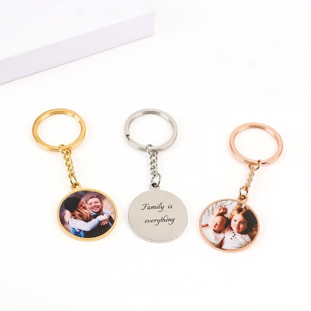 Personalized Photo Keychain With Text Engraving