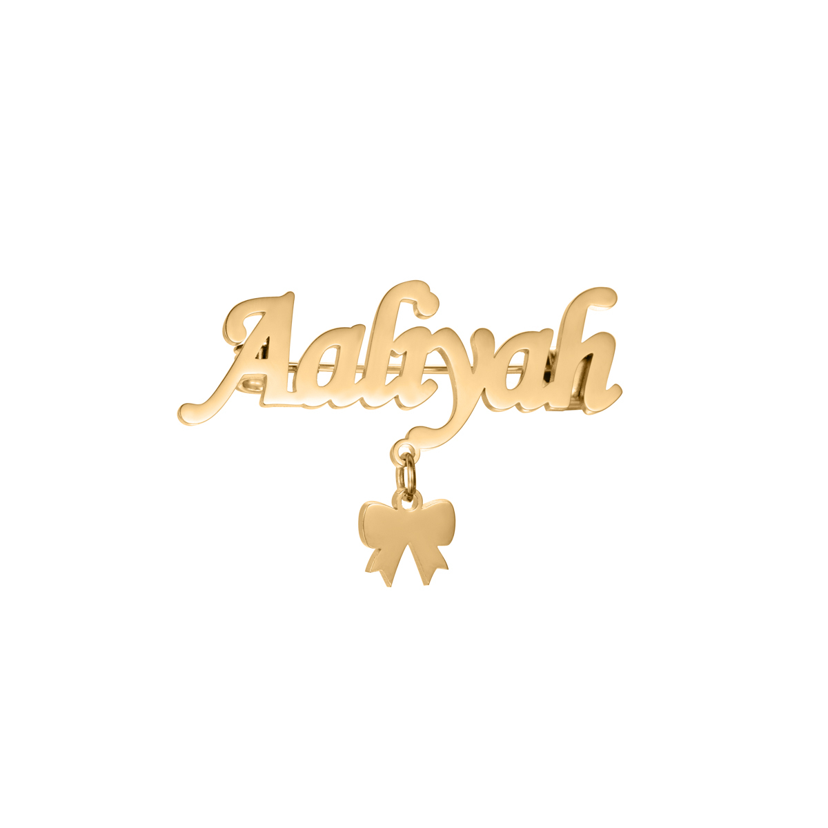 Name Brooch with Butterfly or Bear Pattern Pendant