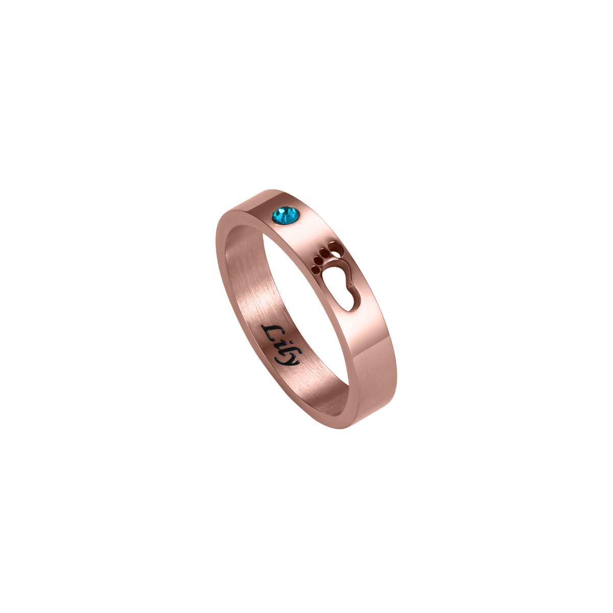 Custom Birthstone Name Engraved Ring
