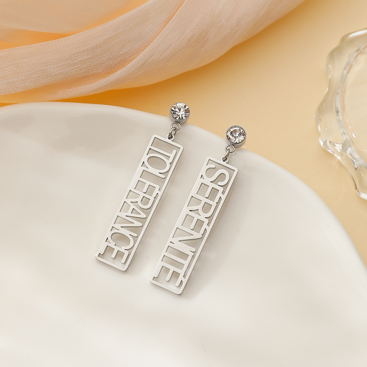 [Copy] Personalized Name Birthstone Earrings with Pentagram Shape