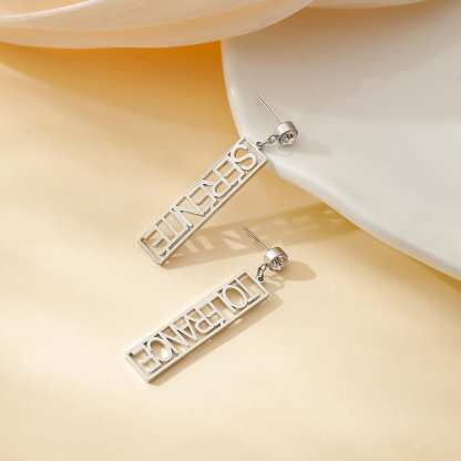 [Copy] Personalized Name Birthstone Earrings with Pentagram Shape