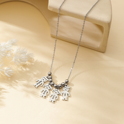 Custom Name Necklace with Family Role Figure Pendants-Spefeel