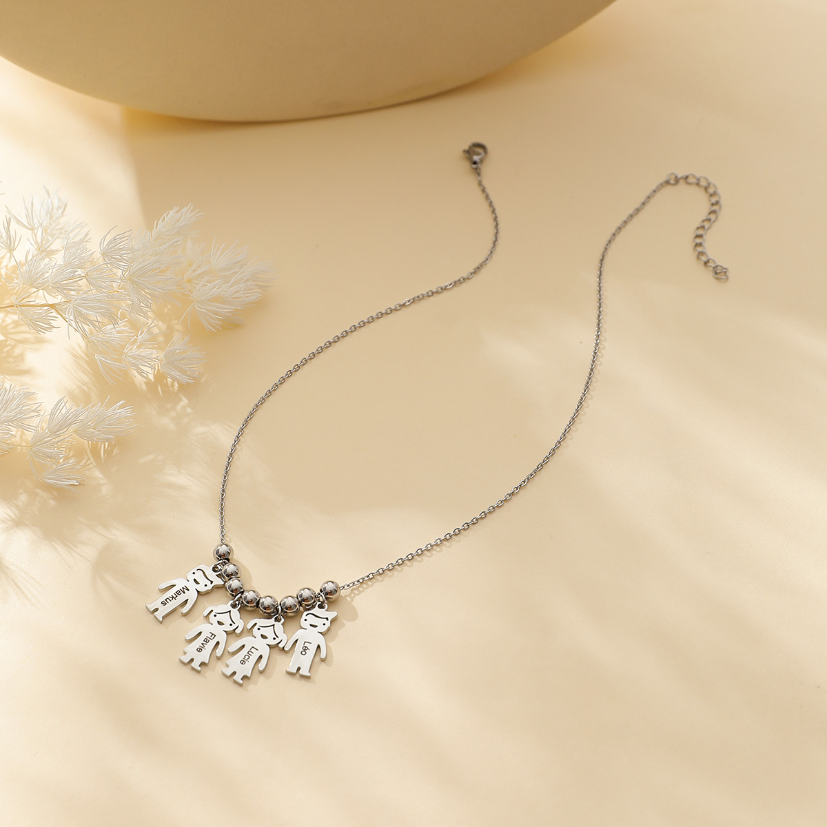 Custom Name Necklace with Family Role Figure Pendants-Spefeel