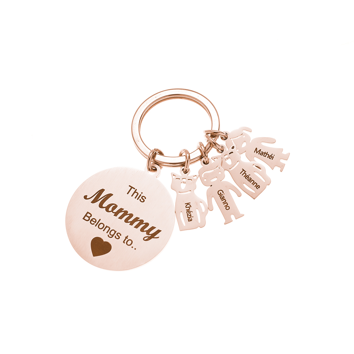 Custom Family Name Keychains with Pendant Patterns of People and Pets