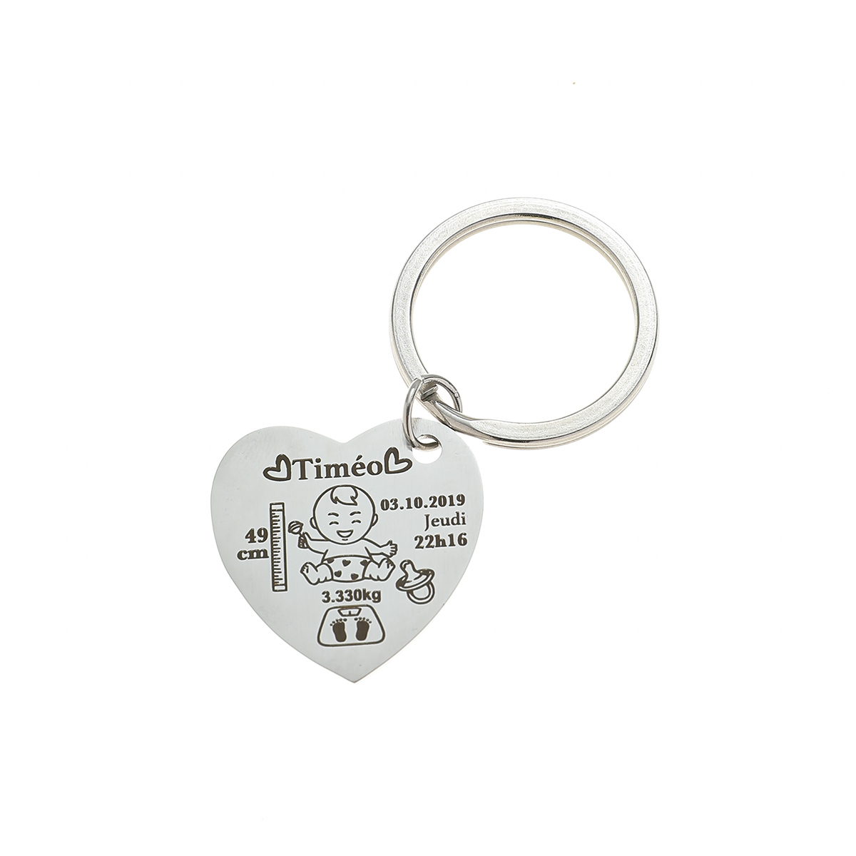 Custom Keychains with Newborn's Birth Information