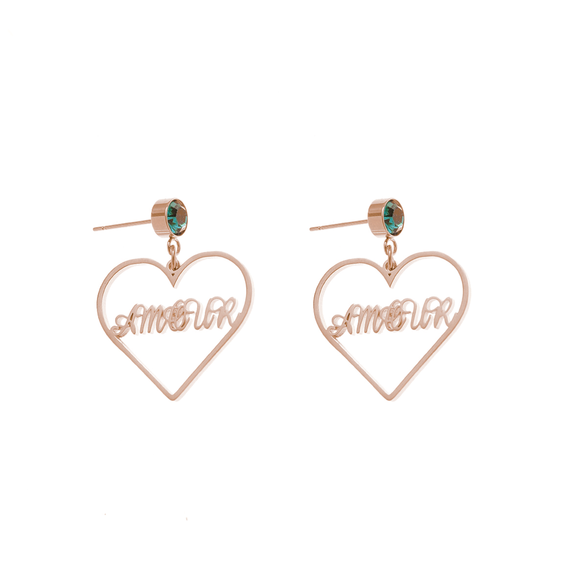 Custom Name Necklace With Heart Shaped Brithstone Earrings