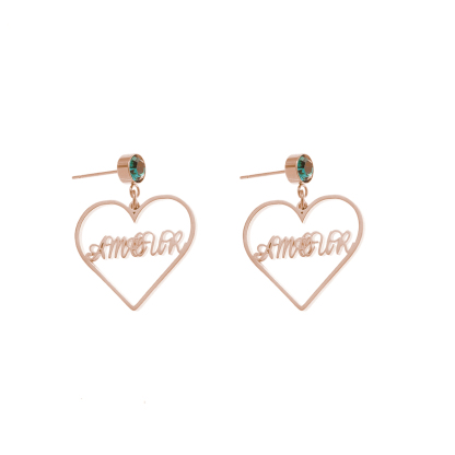 Custom Name Necklace With Heart Shaped Brithstone Earrings