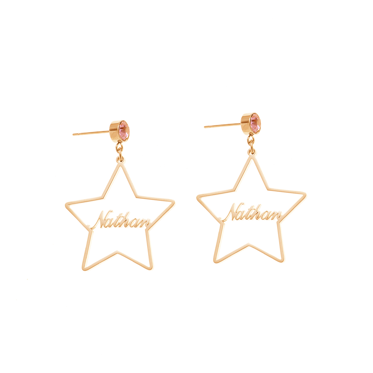 [Copy]Custom Name Necklace With Heart Shaped Brithstone Earrings pentagram shape Personalized name earrings