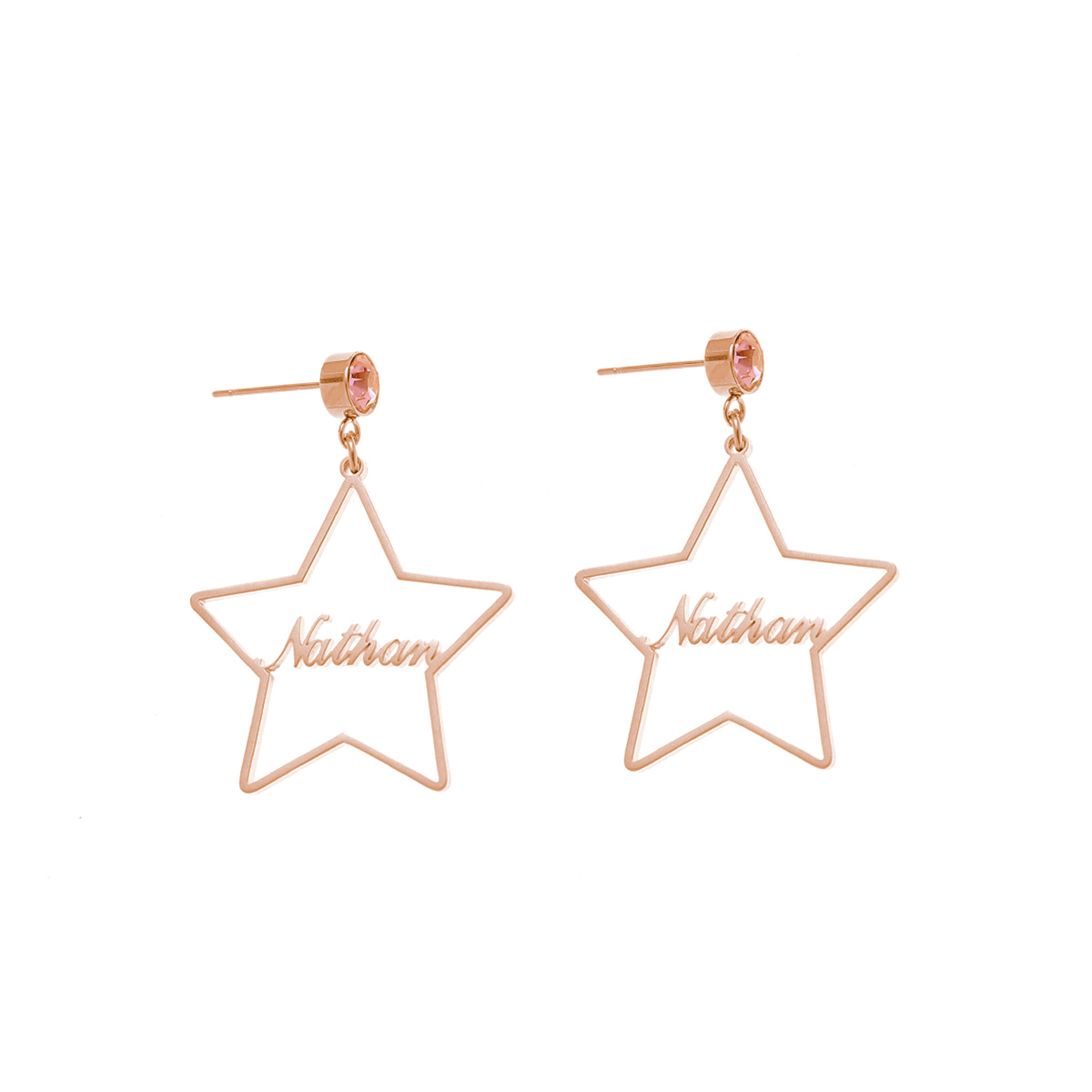 [Copy]Custom Name Necklace With Heart Shaped Brithstone Earrings pentagram shape Personalized name earrings